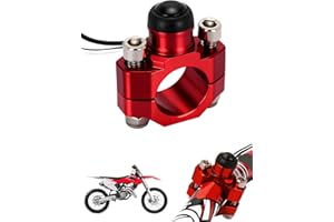 JFG RACING CNC Dirt Bike Engine Stop Start Kill Switch Button CNC with Mounting Backplate Universal for CRF XR CR Hawk 125 230 250 300 450 650 - Red