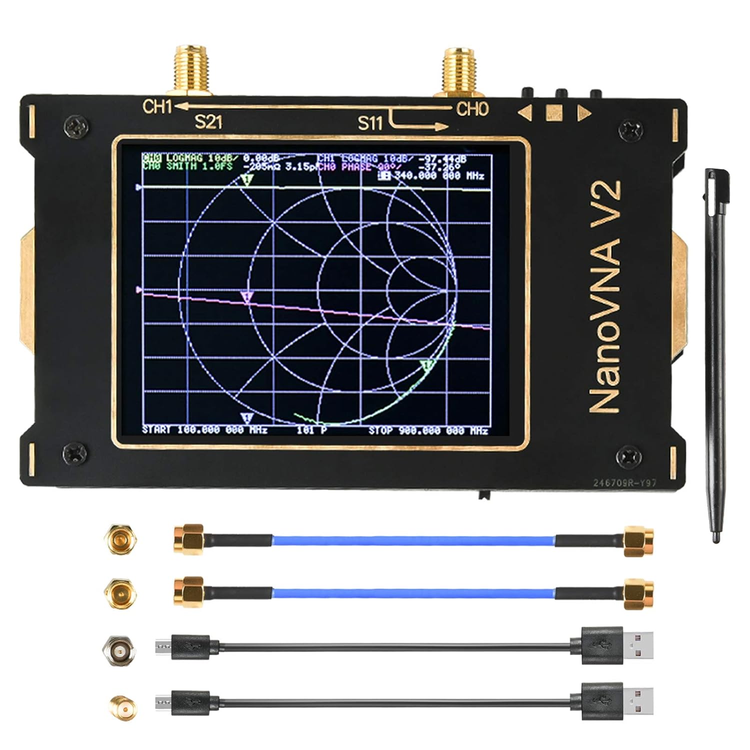 NanoVNA V2 50kHz3GHz Vector Network Analyzer Antenna Analyzer VNA HF VHF UHF VSWR Smith Chart