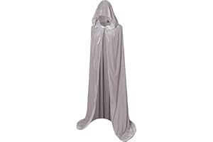 BIGXIAN Long Hooded Cloak Velvet Cape Witch Costume Halloween Costumes for Women Men