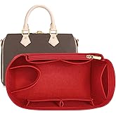 LOUKAYCCI Purse Organizer Inserts for Speedy 30 Felt Purse Inserts HandBag and Tote bag Neverful Organizer Insert (Red,Large)