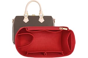 LOUKAYCCI Purse Organizer Inserts for Speedy 30 Felt Purse Inserts HandBag and Tote bag Neverful Organizer Insert (Red,Large)