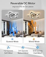 YUNLONG Smart Ceiling Fan with Lights Alexa Google Assistant Black view 4