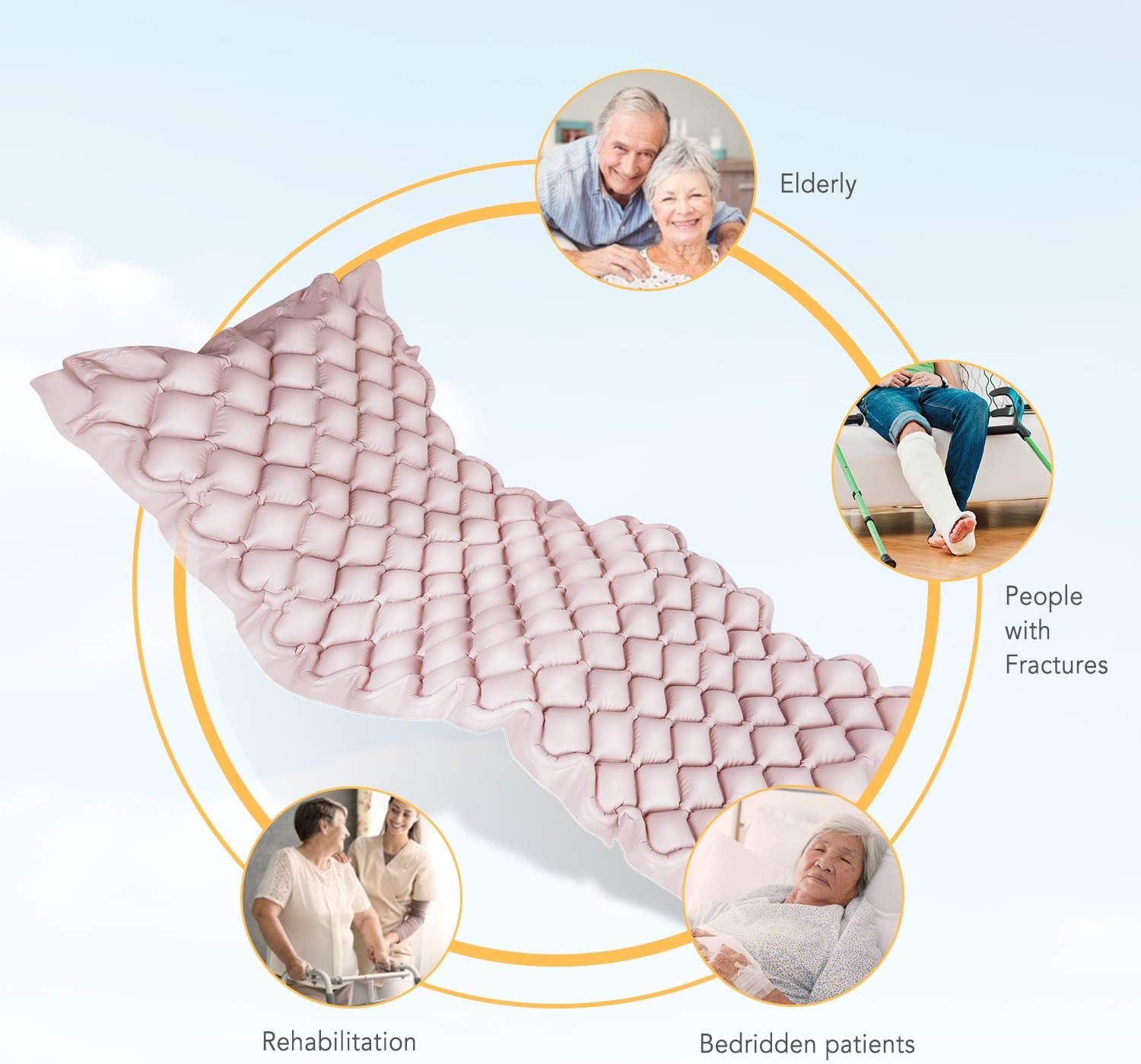 MARNUR Alternating Pressure Mattress Medical Air Mattress with Inflatable Pad & Electric Pump System for Ulcer Bedsore Prevention and Pressure Sore Treatment-Fits Standard Hospital Beds: Health & Personal Care