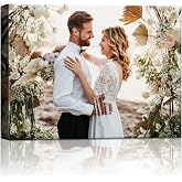 Personalized Photo to Canvas Print - Canvas Prints with Your Photos on Custom Canvas Prints for Wall Art for Bedroom, Living Room, Wedding Family Baby Pet Picture Framed Wall Decor 24L