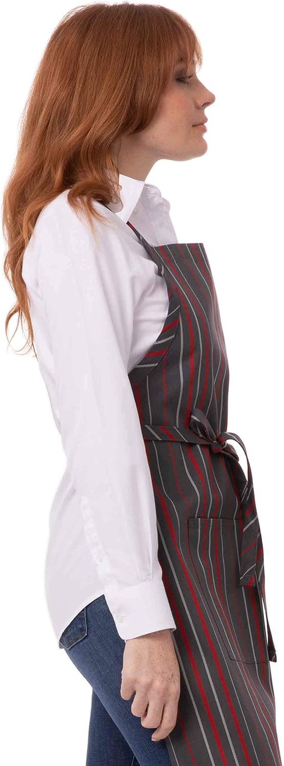 Chef Works Unisex Striped Bib Apron: Clothing