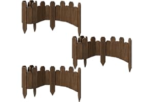 CIAMORE Wood Garden Edging, Staggered Wooden Edging Border Decorative Small Picket Panels for Flower Bed Barriers and Landscape Fencing