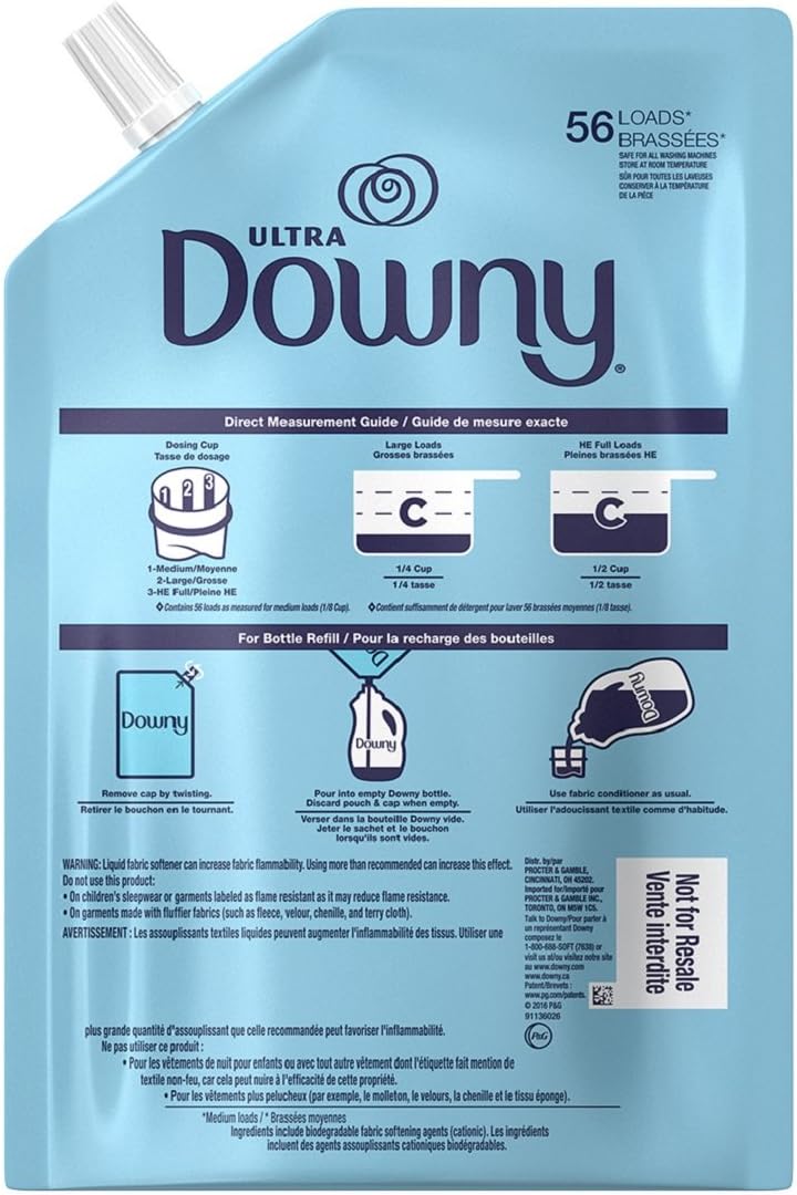Downy Ultra Liquid Fabric Conditioner (Fabric Softener), April Fresh, 48 Oz Smart Pouches, 3 Pack, 168 Loads Total: Health & Personal Care