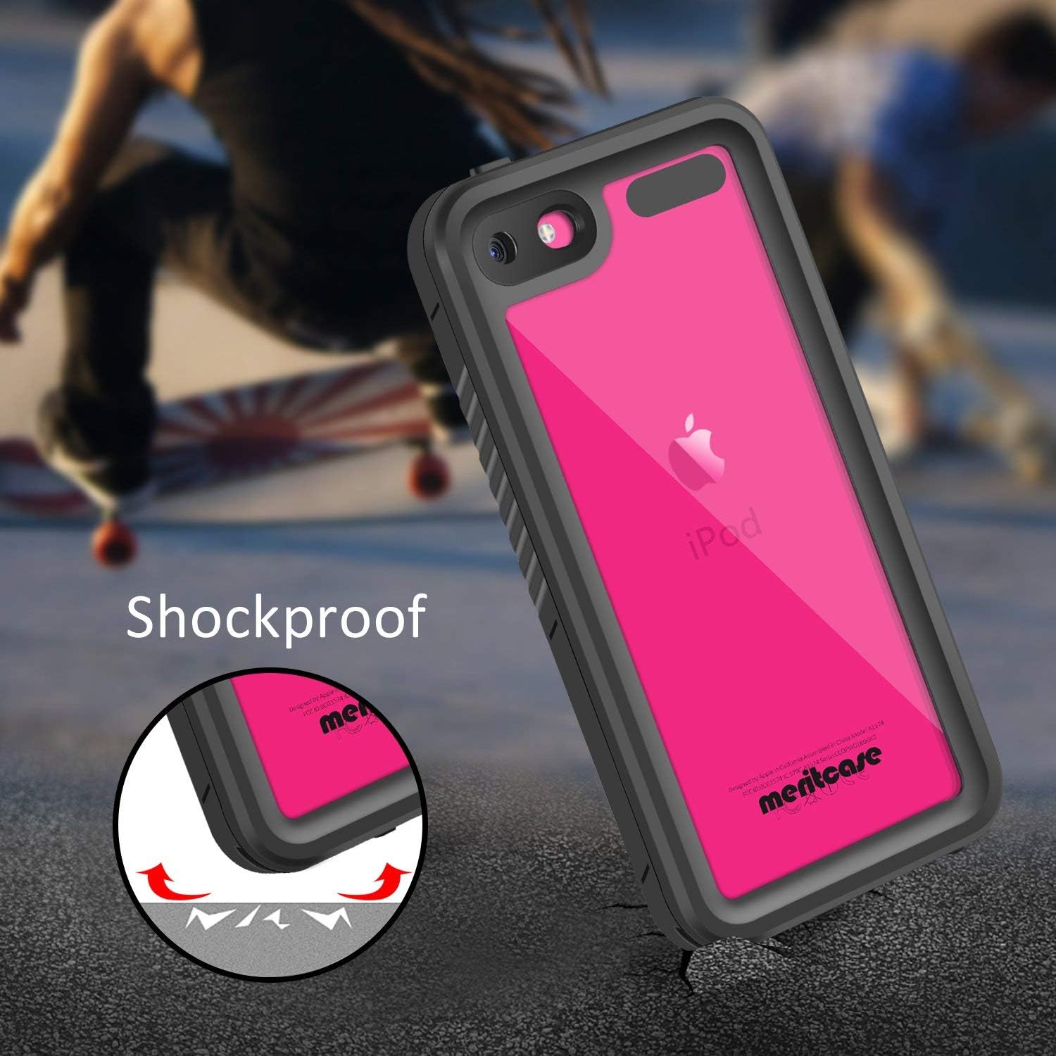 Waterproof Case for iPod 7/ iPod 6/iPod 5, Meritcase Knight Series Waterproof Shockproof Dirtproof Snowproof Case Cover with Kickstand for Apple iPod Touch 5th/6th/7th Generation for Snorkeling