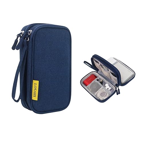 LOSAHI Travel Cord Organizer, Double Layer Portable Cable Storage