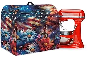 Yatixapu Mixer Cover for Kitchen Aid Mixers, American Flag Flower Stand Mixer Cover Compatible with 4.5-5 Quart Stand Mixer w