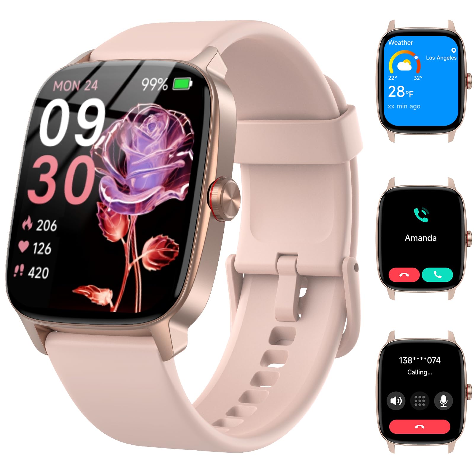Photo 1 of Smart Watches for Women Men with Bluetooth Call & AI Voice, 1.85" HD Fitness Tracker with Heart Rate SpO2 Sleep Monitor, 100+ Sports Modes,Mini Games, IP68 Waterproof Smartwatch for Android iOS Phones