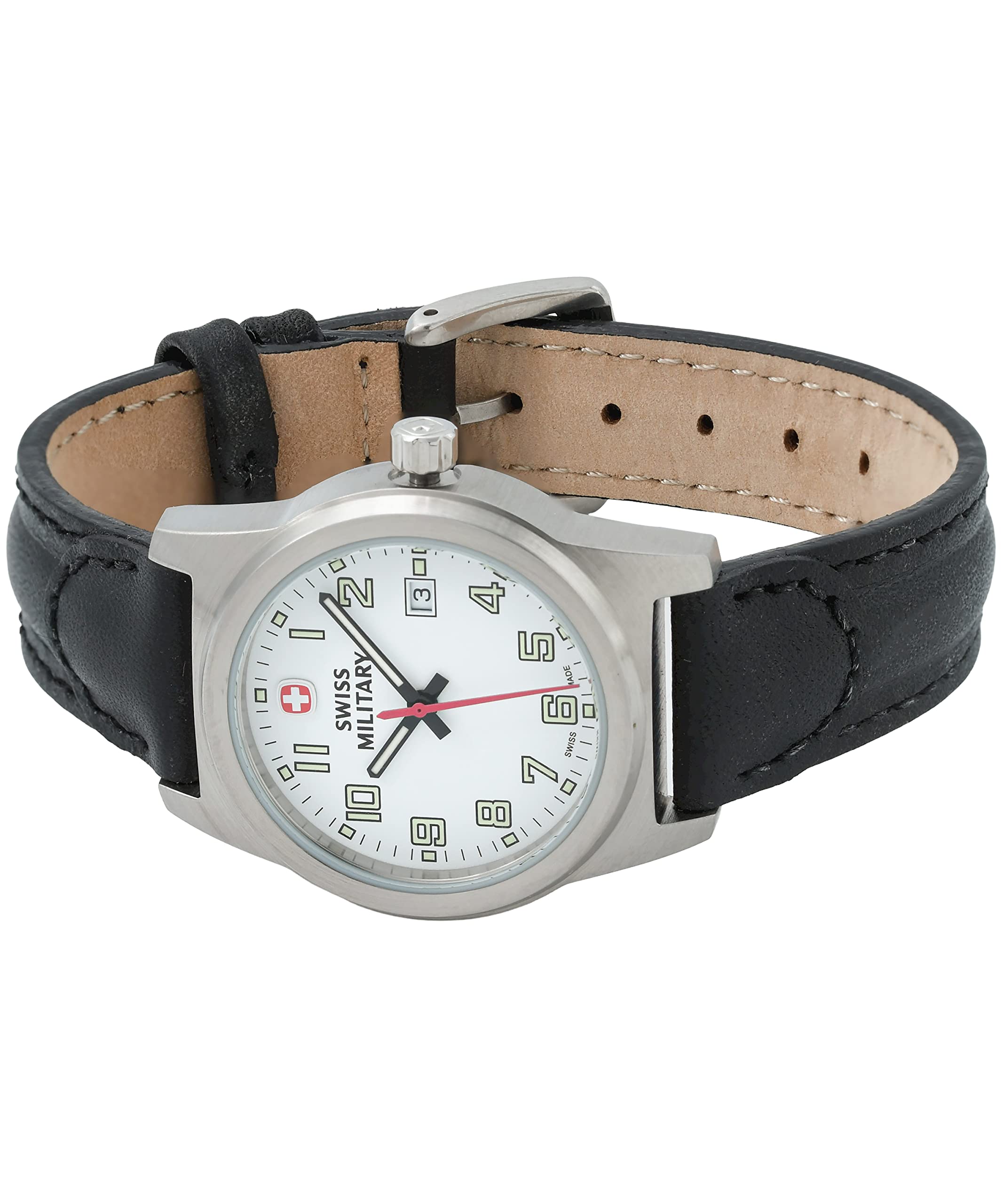 Victorinox Swiss Military Women's Field Classic Small White Dial Black Leather Band Watch 01.0411.309
