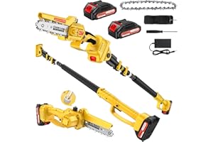 Mini Chainsaw Cordless, 6-Inch, Featuring a 1000w Brushless Motor, 2 x 2000mah Batteries, Telescopic Handle, and Weight-Relie