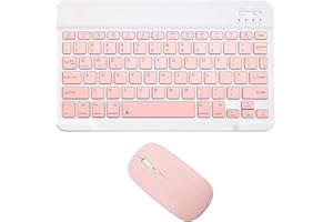 ACOLARID Rechargeable Bluetooth Keyboard and Mouse Combo Ultra-Slim Portable Compact Wireless Mouse Keyboard Set for Android Windows Tablet Cell Phone iPhone iPad Pro Air Mini, iPad OS/iOS 13 and above (Pink)