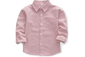 OCHENTA Little Big Boys' & Men's Long Sleeve Button Down Oxford Casual Dress Shirt