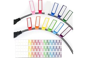 GBYMIUY 360PCS Cable Labels, 12 Colors Waterproof Cable Tags Wire Cord Label for Electronics Cable Management, Self Adhesive Color Border Cord Labels for Laser Printer and Handwriting