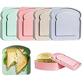 WXOIEOD 4 Pack Sandwich Containers for Lunch Boxes, Reusable Sandwich Bread Box Container for Adults, Large Travel Bento Sandwich Holder Box with Lid, BPA Free, 14 oz