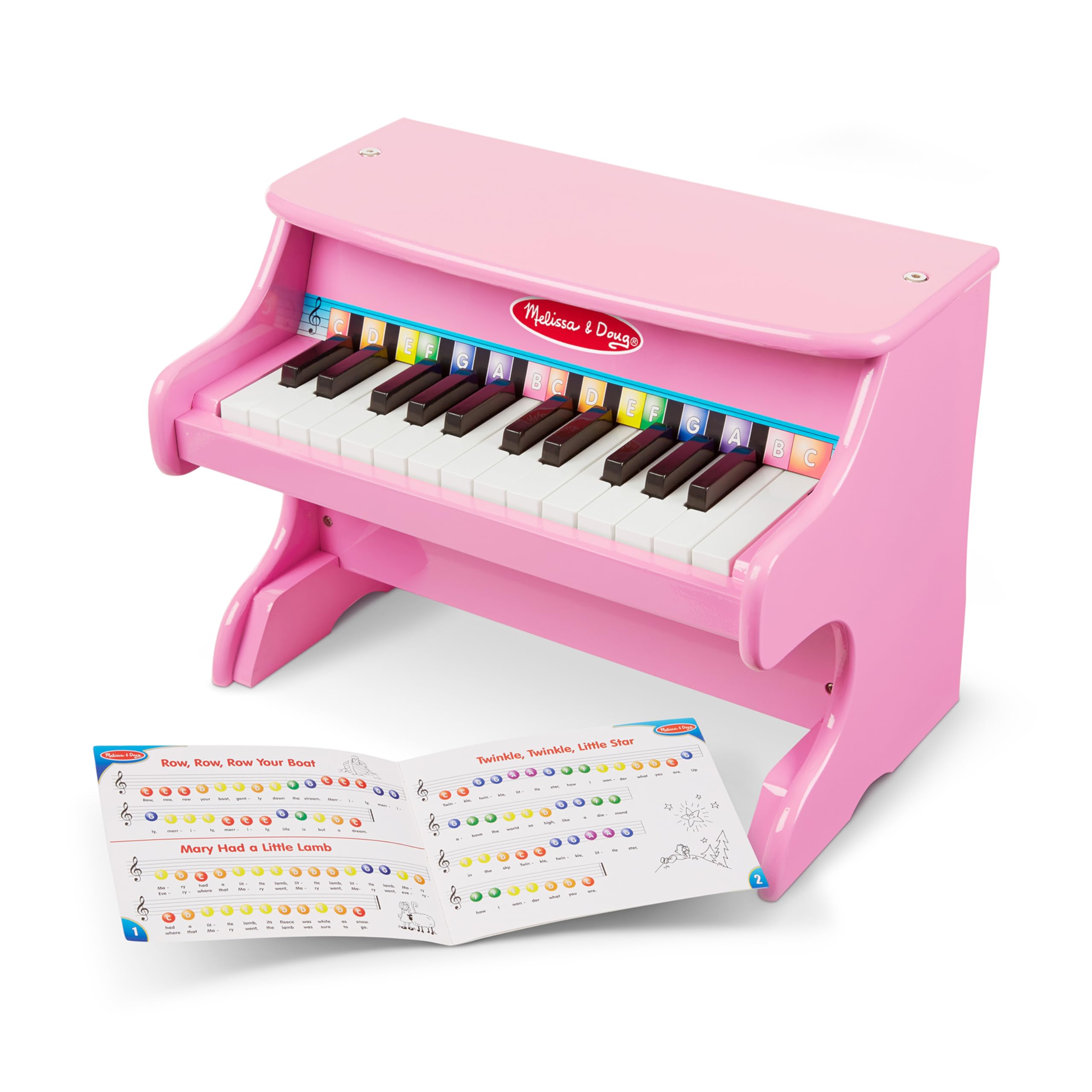 Melissa & Doug Learn-to-Play Pink Piano with 25 Keys and Color-Coded Songbook