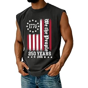 WENKOMG1 Men's American Tank Tops We The People 250th Anniversary Flag Print Gym Workout Muscle Fitness Shirts, S-5XL