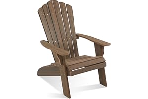 ACUEL Adirondack Chair Outdoor, Oversized Patio Chair Poly Lumber, Weather Resistant & Heavy Duty, Fire Pits Chair for Porch, Poolside, Lawn, Backyard and Garden, 350lbs Capacity (Light Brown)