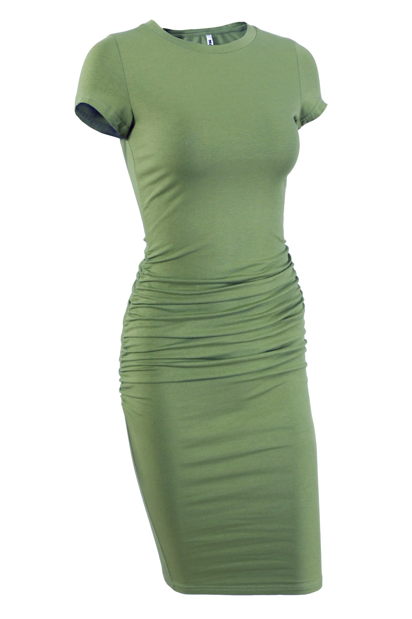 Missufe-Womens-Ruched-Casual-Sundress-Midi-Bodycon-Sheath-Dress-Light-Green-X-Small