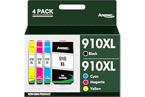 Anemec 910XL Ink Cartridges Combo Pack Replacement for HP Ink 910 XL Compatible with OfficeJet Pro 8020 8025 8028 8035 8030 8010 8015 8018 8022 Printer (1 Black,1 Cyan,1 Magenta,1 Yellow)