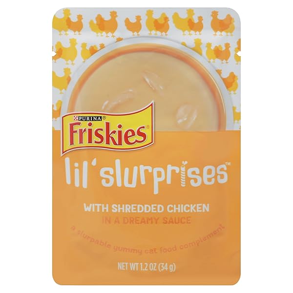 FRISKIES LIL’ SLURPRISES WITH SHREDDED CHICKEN IN A DREAMY SAUCE CAT FOOD COMPLEMENT