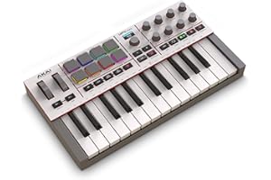Akai Professional MPK Mini IV USB-C MIDI Keyboard Controller for Beginners and Producers - MPC Drum Pads, 360° Knobs, Pitch a
