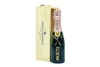 Moet & Chandon Rose 20cl Miniature Champagne in a Wooden Box - Mini Moet