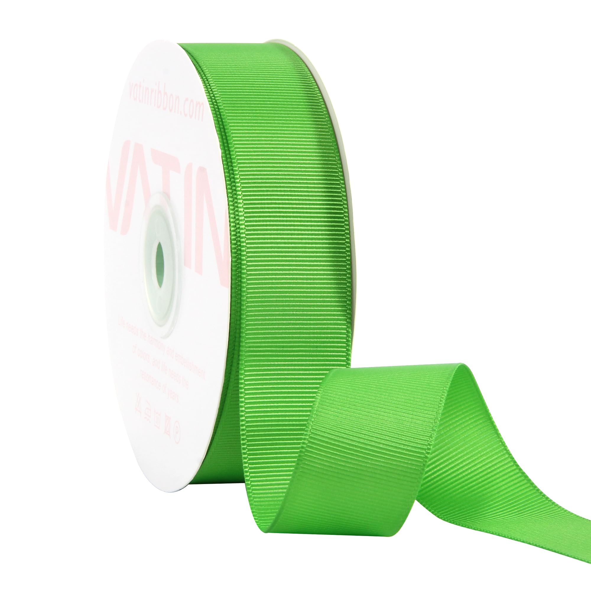 VATIN Apple Green Grosgrain Ribbon, 25mm X 22m, Green Polyester Grosgrain Ribbon,Use for Bows DIY Hair Accessories, Gift Wrapping, Craft and Sewing