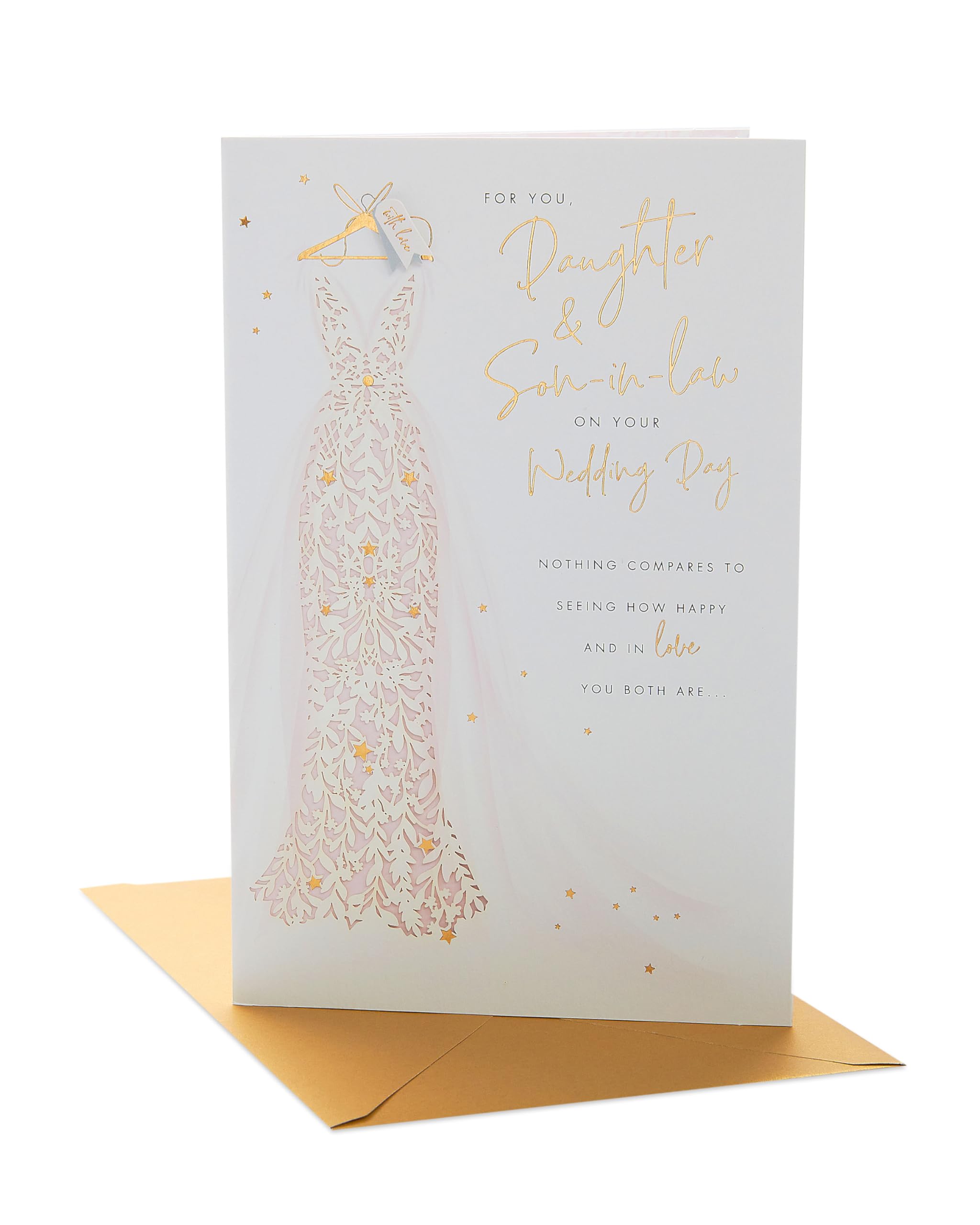 UK Greetings Wedding Day Card for Daughter & Son-In-Law - Stunning Dress Design