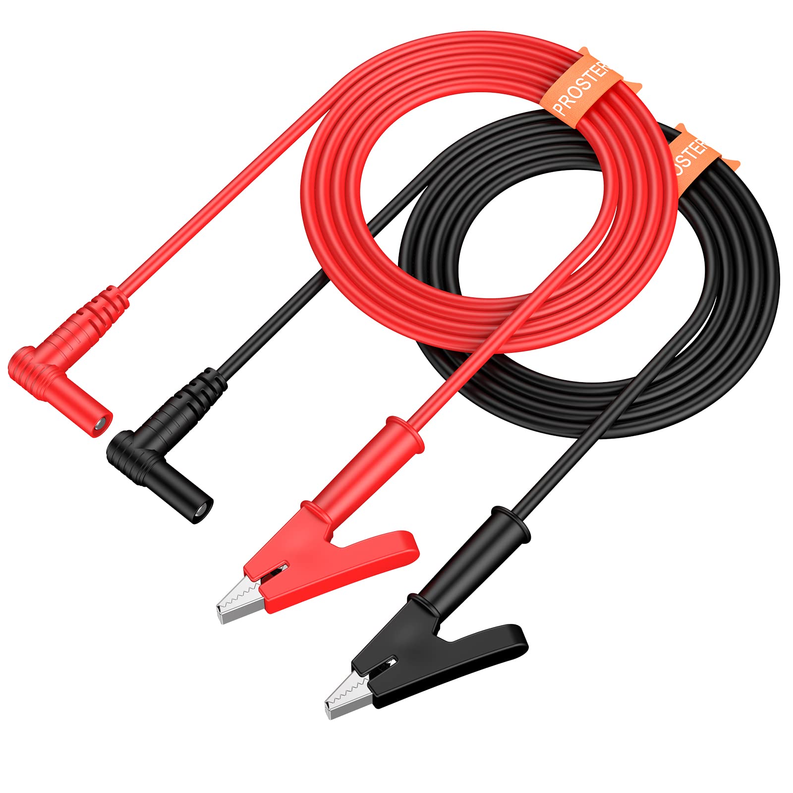 Proster Multimeter Test Leads 2PCS - 4mm Banana Plug to Alligator Clip CAT III 1000V/CAT IV 600V Multimeter Leads with Crocodile Clips 15A 1000V Banana Plug Test Leads 1m/3.3ft for Electrical Testing