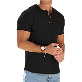 Sailwind Mens Muscle Henley Shirts Lightweight Workout T-Shirt Gym Tee Athletic Short Sleeve with Button
