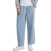 YEXPINE Baggy Jeans for Men Pleated Wide Leg Elastic Waist Denim Pants Y2K Streetwear