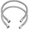 JUWO 24" Faucet Supply Line, 3/8" Comp x 1/2" FIP Stainless Steel Kitchen Faucet Hose Connector, For Small Kitchen Sink with Moderate or Short Distance (2-Pack)