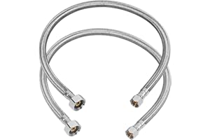JUWO 24" Faucet Supply Line, 3/8" Comp x 1/2" FIP Stainless Steel Kitchen Faucet Hose Connector, For Small Kitchen Sink with Moderate or Short Distance (2-Pack)