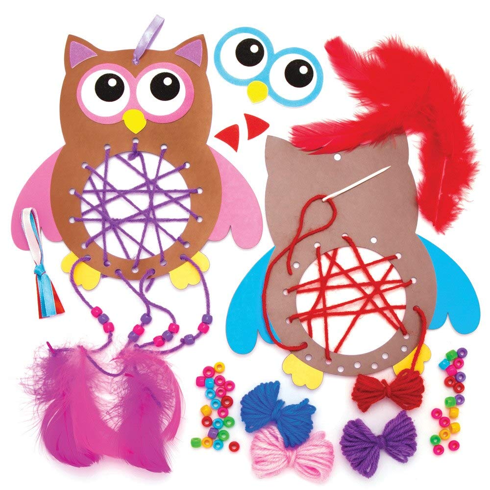 Baker Ross Owl Dreamcatcher Kits, Arts and Crafts for Kids (Pack of 4)