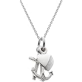 Silverly Sterling Silver Anchor Necklace for Women – Nautical Anchor, Cross and Heart Charms on 18" Curb Chain – Vintage-Style Multi-Charm 925 Silver Jewelry – Symbolic Travel Gift for Daughter
