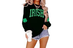 YALUCOR Womens St Patrick's Day Sweatshirt Shenanigans Coordinator Shirt Shamrock Clover Printed Long Sleeve Pullover Tops