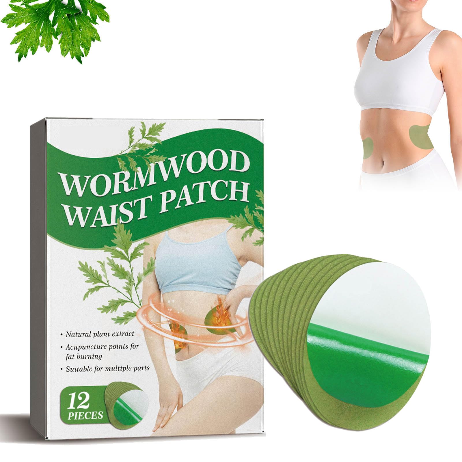 Pack of 12 body slimming plasters, wormwood fat burning stomach slimming plasters, wormwood oil absorbing plasters, abdominal plasters for losing weight and shaping the waist, stomach and buttocks sli