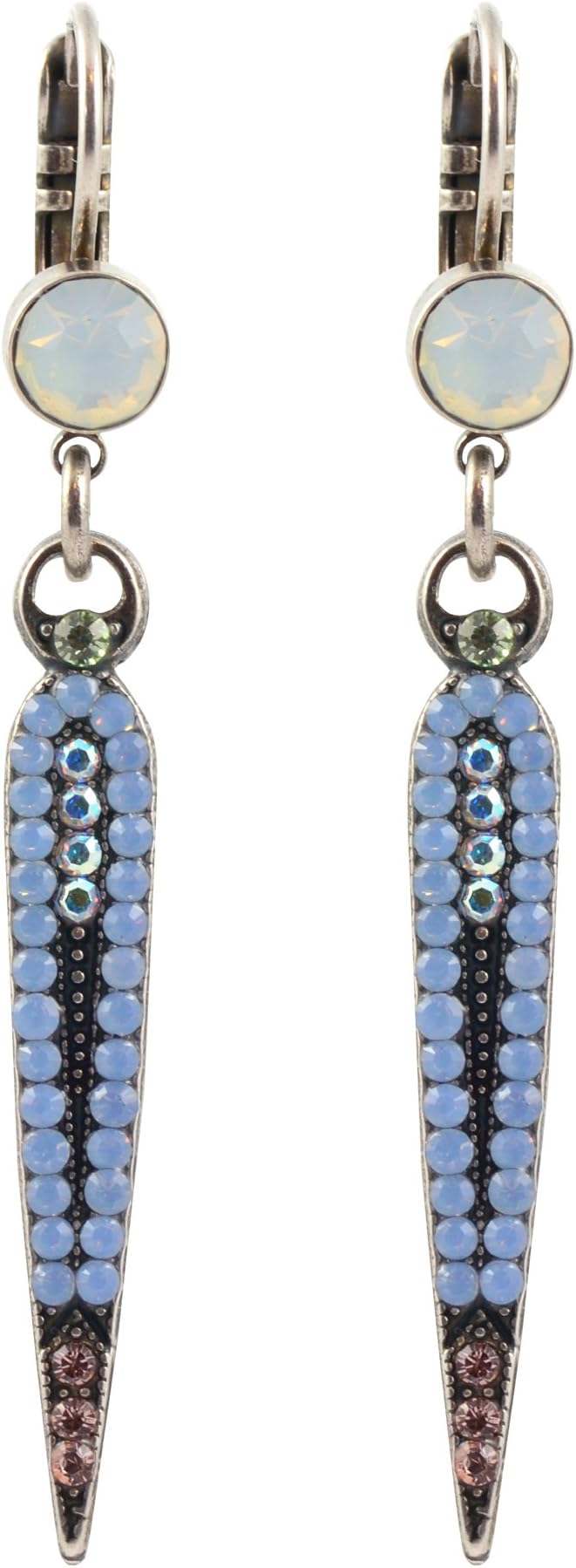 "Cosmo" Art Deco Icicle Dagger Drop Earrings, Silver Plated 1304 1055
