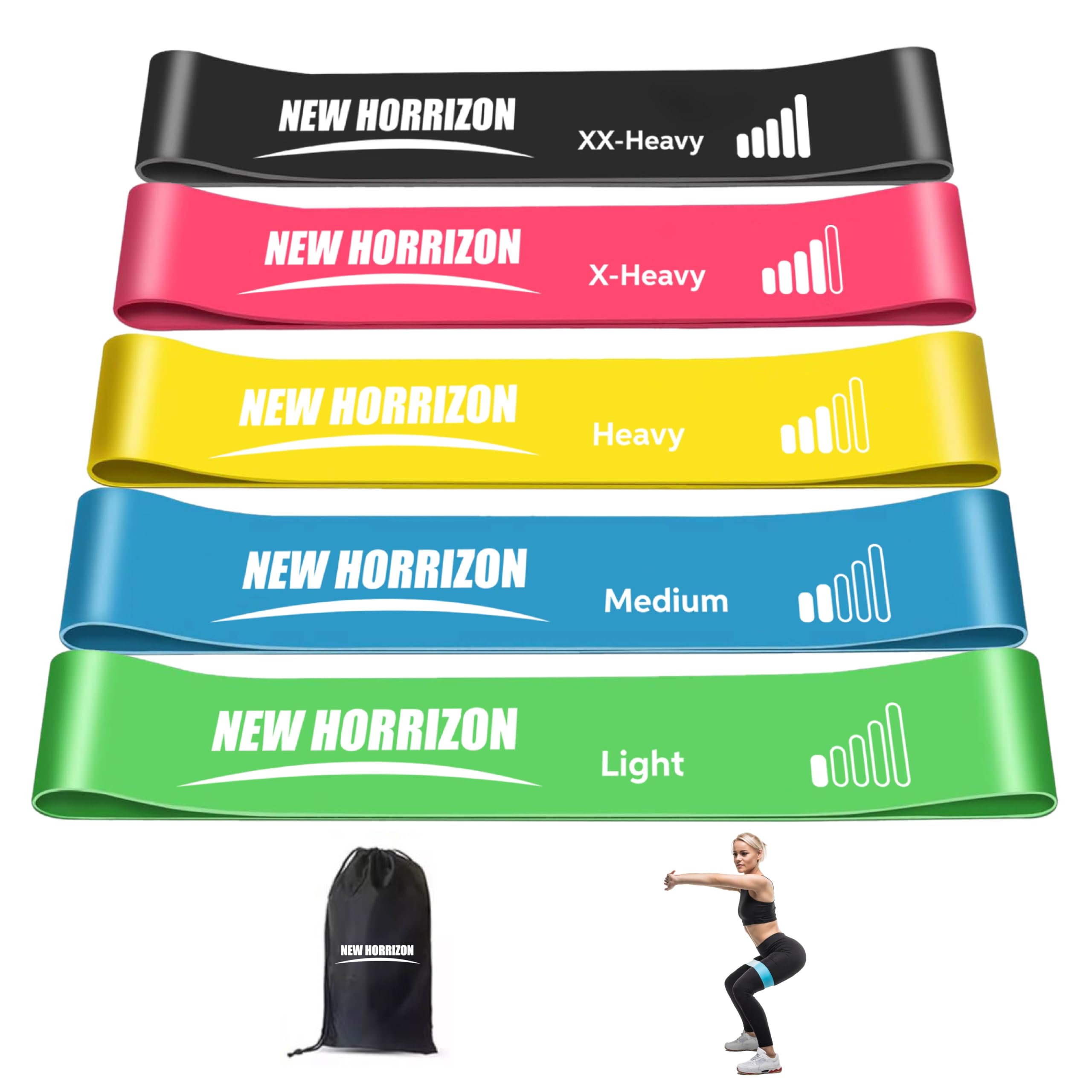 Photo 1 of * 2 ONLY * New Horrizon Resistance Bands Resistance Loop Exercise Bands for Working Out, Set of 5 with Carry Bag – Strength Training & Physical Therapy Bands for Men & Women – Home Gym & Yoga – Lifetime Support