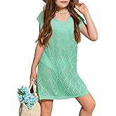 Girls Hollow Out Knitted Swimsuit Cover Up Kids Fashion Split Hem Coverups Beach Dress 7-14 Years