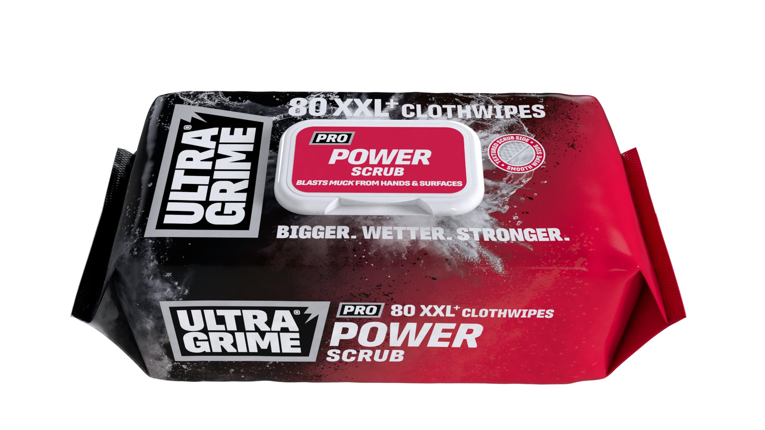 UltraGrime PRO Power Scrub Wet Wipes - Heavy-Duty Cleaning Cloths & Hand Wipes Multi Purpose Kitchen, Toilet, Floor & Surface Scrubbing Wipes Alcohol-Free - Extra Large Professional Wipes (Pack of 80)