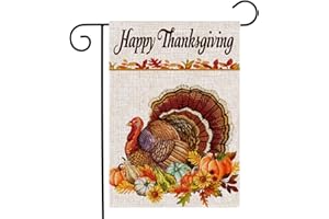DecrPlus Thanksgiving Garden Flag (12x18inch,Double-Sided,Burlap) Turkey Flag for Thanksgiving Day Harvest Fall Autumn Yard House Outside Decor