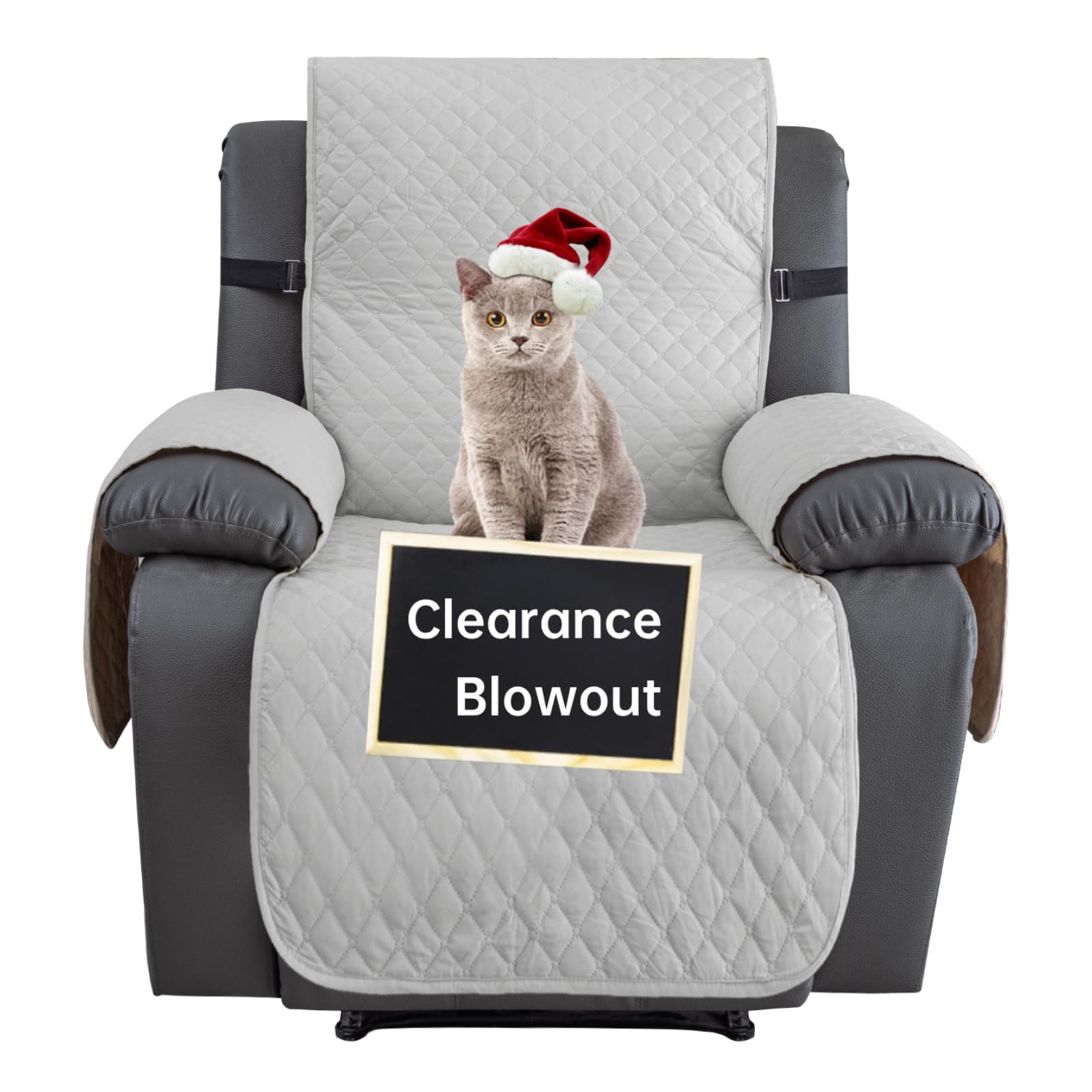 Photo 1 of XINEAGE Water Resistant Recliner Cover, Nonslip Recliner Chair Covers for Reclining Chair with Pockets, Quilted Thick Recliner Slipcovers for Pets and Kids (Recliner Chair, Light Gray)