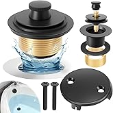 Matte Black Tub Drain Kit and Overflow Kit with Two-Hole Overflow Faceplate Tub Drains Replacement Universal Fine/Coarse Thre