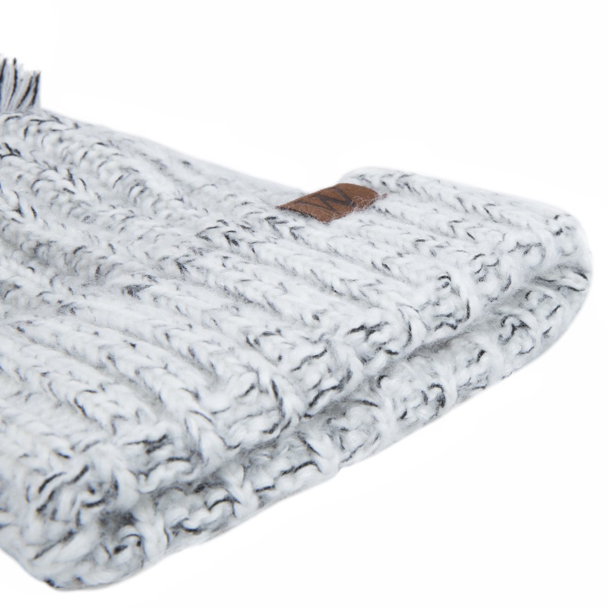 EVRFELAN Winter Fox Pompom Beanie Cable Knit Warm Hat Ribbed Ski Skull Cap (Grey)