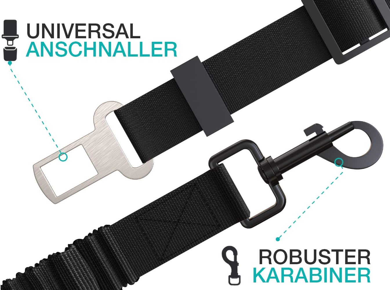 STUCH Universal Bungee Seat Belt for Dogs & Cats - Suitable for All Dog Breeds & Car Types (Colour: Black) - Image 5