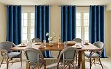 Woaboy Velvet Curtains 90" Drop Peacock Blue 2 Panels Room Darkening Eyelet view 7